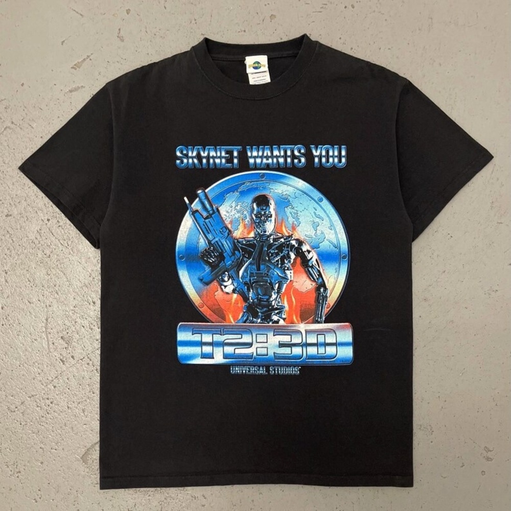 Vintage 90s Terminator 2: 3D Skynet Wants You Rare Movie Promo T Shirt Medium